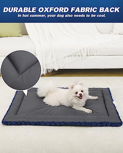 Washable Dog Bed Mat Crate Pad Soft Fluffy Pet Kennel Beds Dog Sleeping Mattress for Large Jumbo Medium Small Dogs, 36 x 23 Inch, Blue - color: Blue, size: 36.00" x 23.00" x 1.50"