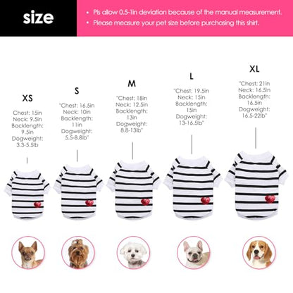 Pet Dog Striped T-Shirt Dogs Cats Cotton Vest Spring Summer Pet Apparel Tee Shirt Suitable for Small and Medium Large Pets French Bulldog Bichon - color: White, size: X-Small