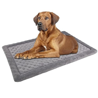 Gray Dog Crate Pad 48x30 inch Memory Foam Large Dog Kennel Bed Soft Flannel Washable Anti Slip Puppy Sleeping Mat,Grey - color: Grey, size: XX-Large