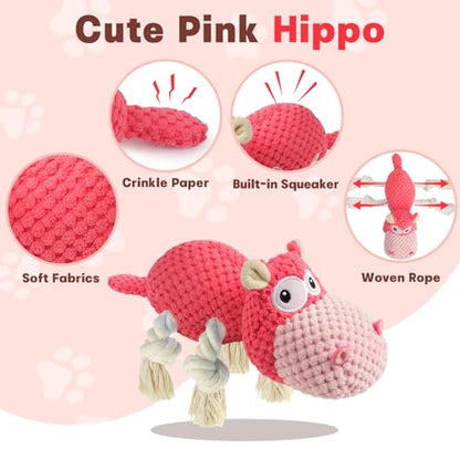 TOOPTATE Squeaky Dog Toy - Plush Interactive Chew Toy for Large, Medium and Small Dogs, Keeps Them Busy (Pink, Medium) - color: Pink, size: Medium