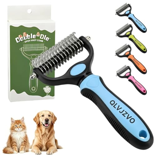 Pet Grooming Tool for Dogs and Cats, Dual-Sided Pet Comb, Professional Deshedding Tool, Pets Hair Remover Shedding, Long Haired Dog Brushes, Undercoat Combs Supplies, Cat Brush Rake - color: Blue-S