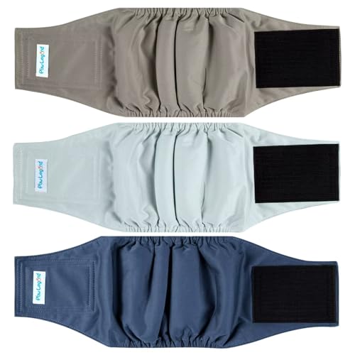 Paw Legend Washable Dogs Diapers Male Dog Belly Bands for Male Dogs Diapers Reusable Puppy & Doggie Diapers Male - color: Grey, Brown, Navy, size: X-Small