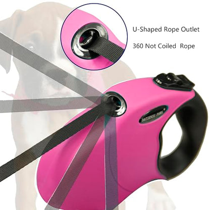 16FT Retractable Dog Leash for Medium Dogs up to 44lbs with Chew Proof Steel Wire Extender, Lightweight, Durable & Safe One-Hand Operation Pink M - color: Pink, size: Medium