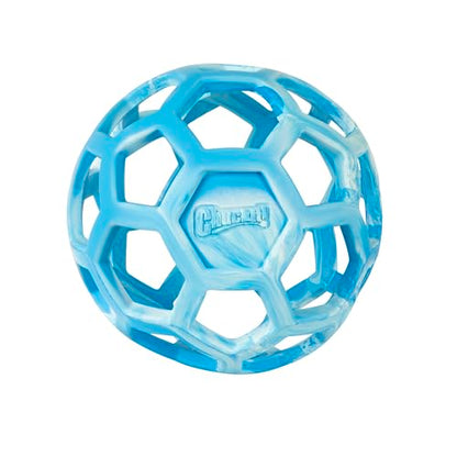 Chuckit! Holee Roller Dog Treat Puzzle Ball, Large (3"), Blue – Interactive Treat & Chew Puzzle Toy for Dogs 60–100 lb – Durable Rubber Fetch Ball for Mental Stimulation – Pack of 1