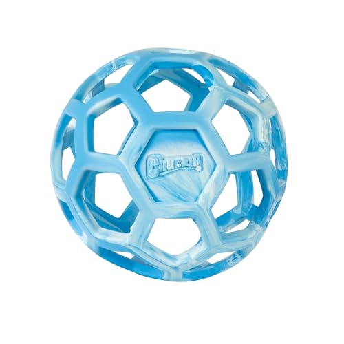 Chuckit! Holee Roller Dog Treat Puzzle Ball, Large (3"), Blue – Interactive Treat & Chew Puzzle Toy for Dogs 60–100 lb – Durable Rubber Fetch Ball for Mental Stimulation – Pack of 1
