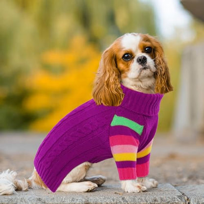 XSmall Dog Sweaters - Stretchy Turtleneck Pullover for Small Dogs, Girls & Boys - color: Purple, size: X-Small