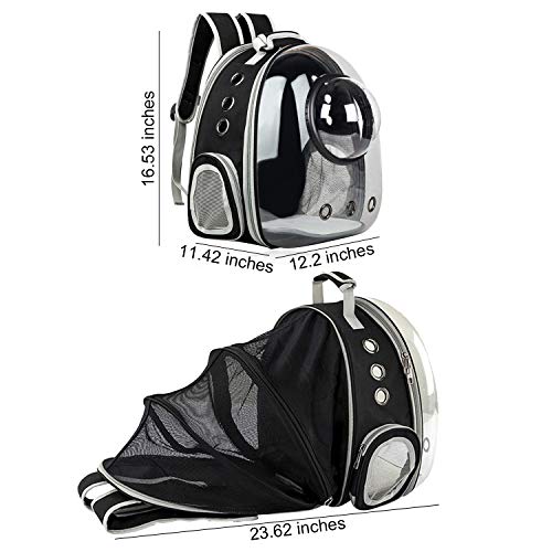 AJY Black Cat Carrier Dog Carrier Backpack, Pet Carrier Back Pack Pack for Small Medium Cat Puppy Doggie, Dog Body Carrying Bag Travel Space Capsule for Travel, Hiking, Walking & Outdoor Use