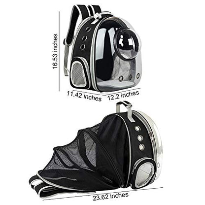 AJY Black Cat Carrier Dog Carrier Backpack, Pet Carrier Back Pack Pack for Small Medium Cat Puppy Doggie, Dog Body Carrying Bag Travel Space Capsule for Travel, Hiking, Walking & Outdoor Use