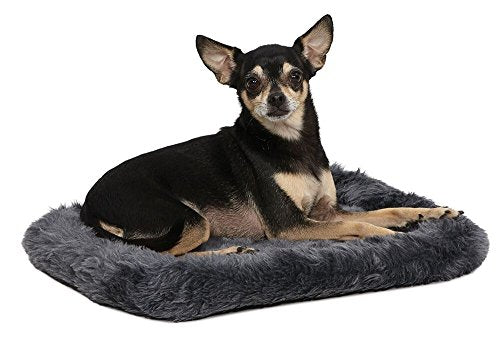 MidWest Homes for Pets QuietTime XXS Dog Bed - Gray Faux Fur Bolster, Ultra-Soft and Machine Washable, Fits 18-Inch Crates and Carriers, for Small Dogs and Cats - color: Grey, size: 18 Inch