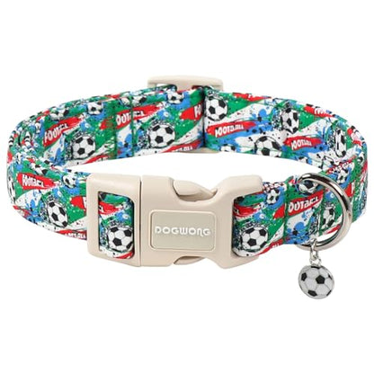 DOGWONG Football Dog Collar, Cute Blue Boy Dog Collar Adjustable Soft Male Female Pet Dog Collar Football Printed Puppy Necklace for Small Dogs,XS - color: Football, size: Extra Small