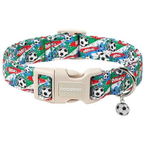 DOGWONG Football Dog Collar, Cute Blue Boy Dog Collar Adjustable Soft Male Female Pet Dog Collar Football Printed Puppy Necklace for Small Dogs,XS - color: Football, size: Extra Small