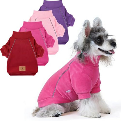 XPUDAC 4 Pack Dog Sweaters Fleece Dog Sweatshirt Winter Pet Clothes for Small Medium Dogs Boy Girl Pullover Puppy Christmas Outfits Cat Apparel, Purple, Light Pink, Hot Pink, Red, XS - color: Purple, Light Pink, Hot Pink, Red, size: X-Small(Chest-12.2")
