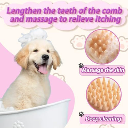 2-in-1 Detachable Dog Bath Brush, Dog Brush for Shedding & Massage, Gentle Silicone Grooming Massage Brush for Long & Short Hair, Bath Scrub Brush for Dogs & Cats