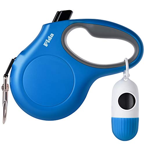 Fida Retractable Dog Leash with Dispenser and Poop Bags, 16 ft Pet Walking Leash for Medium Dog or Cat up to 44 lbs, Anti-Slip Handle, Tangle Free, Reflective Nylon Tape (M, Blue) - color: Blue, size: Medium, 16ft