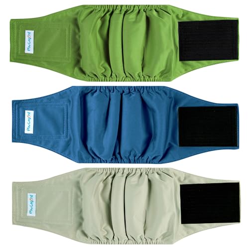 Paw Legend Washable Dog Belly Band Wrap Diapers for Male Dog | High Absorbing Puppy & Doggy Diapers Male (3 Pack,Army,Grey,Navy,Small) - color: Army, Grey, Navy (Black Lining), size: Small