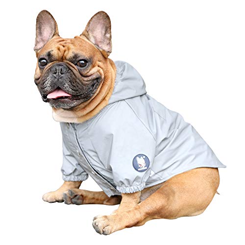 iChoue Dog Cold Weather Coats Reflective Safety Jackets Water Resistant Raincoats All Made Up of High Reflection Fabric Keep Dogs Visible for French English Bulldog Bully Pitbull - Silvery, Small - color: Silver, size: Small ( 5 - 15 lbs )