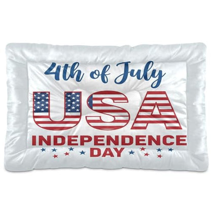 Independence Day Pattern Pet Bed Mat for Dogs and Cats, Soft Washable Crate Pad with Non-Slip Bottom, Cozy Bed Cushion for Small Medium Large Pets, 18x24 Inch - size: Small