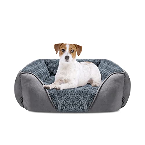INVENHO Dog Bed Medium Size Dog, Orthopedic Warming Soft Calming Sleeping Puppy Bed Durable Pet Bed with Anti-Slip Bottom - color: Grey, size: M(25"x 21"x 8")