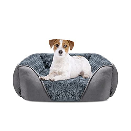 INVENHO Dog Bed Medium Size Dog, Orthopedic Warming Soft Calming Sleeping Puppy Bed Durable Pet Bed with Anti-Slip Bottom - color: Grey, size: M(25"x 21"x 8")
