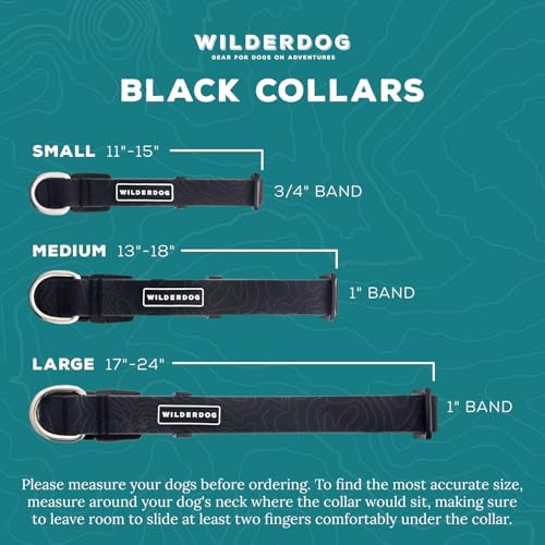 Wilderdog Waterproof Dog Collar - Repels Water & Dirt - Large 17"-24" - Black - color: Black, size: Large