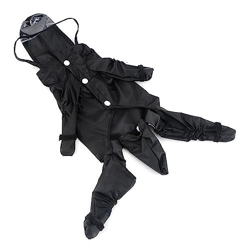 PAIDEFUL Small Dog Full Body Coverage Raincoat Solid Four-Leg Onesie Rain Jacket Waterproof Hoodie Puppy Clothes Button Lightweight Cats Costume, Black, M - color: black, size: M: Chest: 15.7", Back: 12.6"
