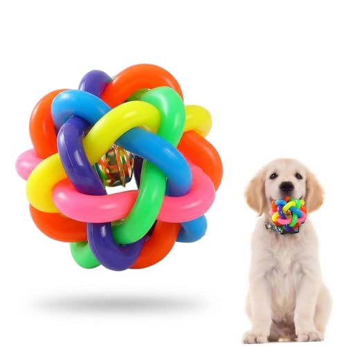 Dog chew Toys, Suitable for Teething Pets, Durable, and Good for Dental Cleaning. Interactive Dog Toys for Small, Medium, and Puppy chewers. - color: Bell ball