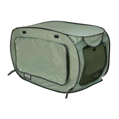 SportPet Designs Soft-Sided Pop-Open Pet Kennel, Medium Portable Travel Crate for Cats & Dogs up to 50 lbs, Foldable Car Kennel with Seatbelt Straps & Washable Waterproof Pad, Green - color: Green
