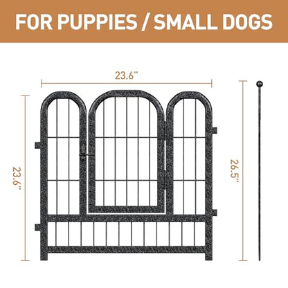 Metal Dog Playpen, 24" Inch Height 24 Panels, Ideal Dog Fence for Large/Medium/Small Dogs Indoor & Outdoor Bliss, Perfect Dog Pen for Camping, Yard and RV | Black-Silver - size: 24"High, style: 24 Panels