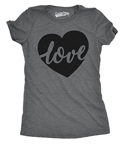 Womens Valentines Shirts Cute Heart T Shirts Funny Valentines Day Tees for Ladies - color: Dark Heather Grey - Love Heart, size: Medium