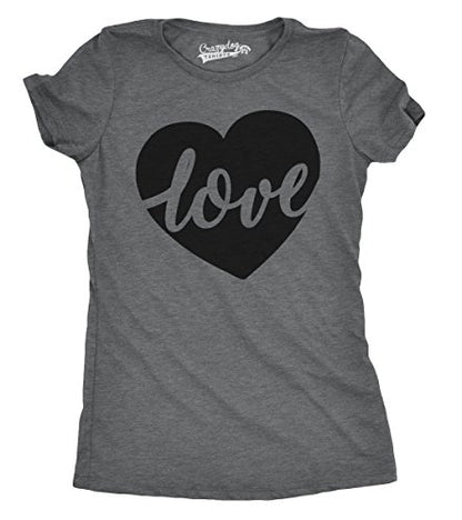 Womens Valentines Shirts Cute Heart T Shirts Funny Valentines Day Tees for Ladies - color: Dark Heather Grey - Love Heart, size: X-Large