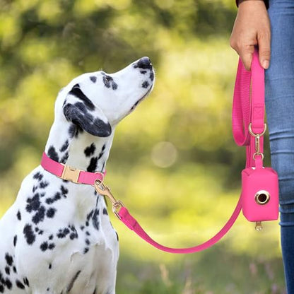PET ARTIST Soft PU Leather Dog Collar, Bright & Stylish Hot Pink Dog Collar Girl with Quick Release Rose Metal Buckle, Nylon Padded Durable Pet Collars Adjustable for Small Dogs, Neck Fit 9-14" - color: Hot Pink, size: S: Fit 9-14" Neck(10-20 lbs)