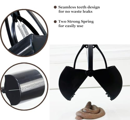ienjoyed 32" Dog Pooper Scooper for Small Dog to Large Dog, Heavy Duty Dog Poop Scooper for Yard & Walks, Durable Double Spring Clamp, Simple One Step Assembly (Black) - size: Black(32-inch)