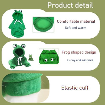 ANIAC Funny Pet Clothes for Small Dog Cat Girl Male Puppy Hoodies Warm Dogs Sweatshirt Coat with Eye Hood Fall Cat Apparel Christmas Halloween Outfit Dog Frog Costume (Green, X-Large) - color: Green, size: X-Large