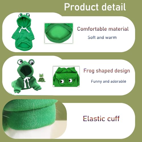 ANIAC Funny Pet Clothes for Small Dog Cat Girl Male Puppy Hoodies Warm Dogs Sweatshirt Coat with Eye Hood Fall Cat Apparel Christmas Halloween Outfit Dog Frog Costume (Green, XX-Large) - color: Green, size: XX-Large