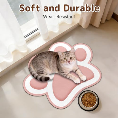 Dog Food Mat for Bowls, Absorbent Quick Dry Dog Cat Mats for Food and Water, Non-Slip Backing Pet Mat Pet Supplies - Pink 15.74 inch - color: Paw3