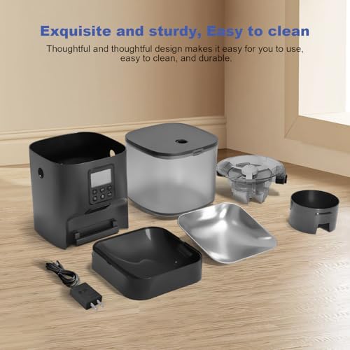 ANDOLL HOME Automatic Cat Feeder, Cat Food Dispenser with 10s Voice Recorder, Pet Feeder up to 8 Meals per Day, Timed Feeder with Dry Food Sealed Ring - color: Black