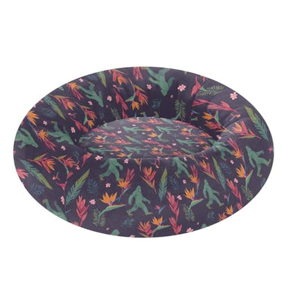 Calming Donut Dog Bed Ape-Man Orchid Green Design, 22" Washable Pet Lounger with Removable Cover, Cozy Cushion Comfort Nest for Medium Dogs - size: Medium