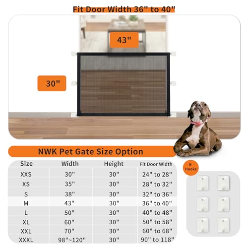 NWK Magic Dog Gate for Stairs Pet Gate for The House Providing a Safe Enclosure for Pets to Play and Rest, 6 Hooks Design (30'' X 43'') - size: 43'' X 30''