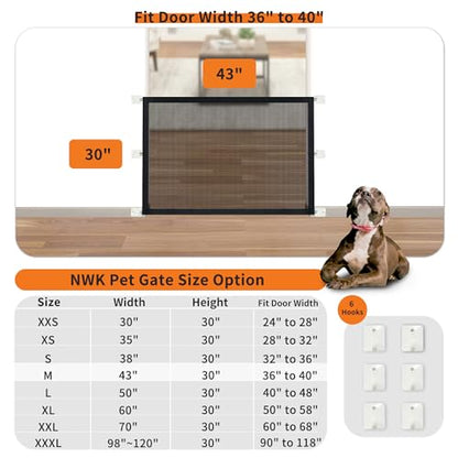 NWK Magic Dog Gate for Stairs Pet Gate for The House Providing a Safe Enclosure for Pets to Play and Rest, 6 Hooks Design (30'' X 43'') - size: 43'' X 30''