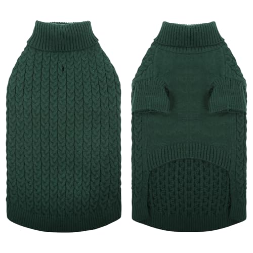 SAWMONG Dog Sweater, Dog Sweaters for Large Dogs Girls Boys, Pullover Turtleneck Knitted Doggy Sweatshirt, Cold Weather Pet Clothes（Green, 2X-Large - color: Green, size: XX-Large