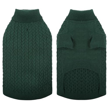 SAWMONG Dog Sweater, Dog Sweaters for Small Dogs Girls Boys, Pullover Turtleneck Knitted Doggy Sweatshirt, Cold Weather Pet Clothes（Green, X-Small - color: Green, size: X-Small