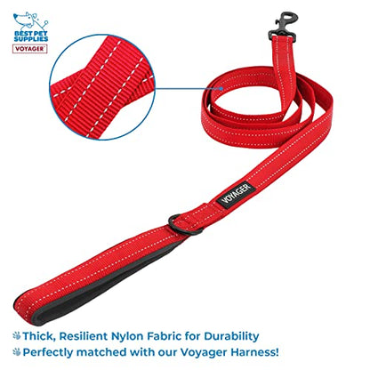 Voyager Step-in Air All Weather Mesh Harness and Reflective Dog 5 ft Leash Combo with Neoprene Handle, for Small, Medium and Large Breed Puppies by Best Pet Supplies - Red, XX-Small - color: Leash Harness Set (Red Base), size: XXS (Chest: 11.5 - 13" * Fit
