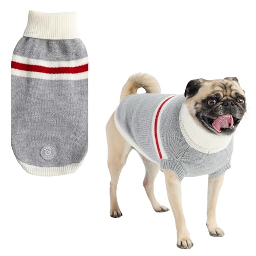 GF PET Trekking Sweater | Quality Multi-Knit Turtleneck for Small, Medium, Large Dogs | Warm Striped Heathered Pullover with Ribbed Armholes | 100% Acrylic | Machine Washable - Grey Mix - X Small - color: Grey Mix, size: X-Small