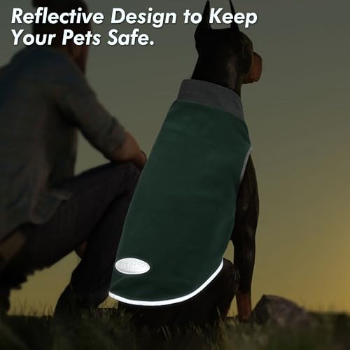 cyeollo 2 Pack Fleece Dog Sweater Pullover Vest with Reflective Stripe, M | 4-Way Stretch, Lightweight Soft Fleece Sweatshirt, Reflective in Low Light, Easy On & Off, Wear Alone or Layered - color: Green & Grey, size: Medium