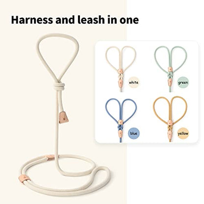 Mile High Life Harness Lead No Pull, All in one Dog Lead 2-in-1, Rope Leash and Harness Two in One, Slip Leash for Puppy Small Dogs Training, 4FT White - color: 4 feet-White