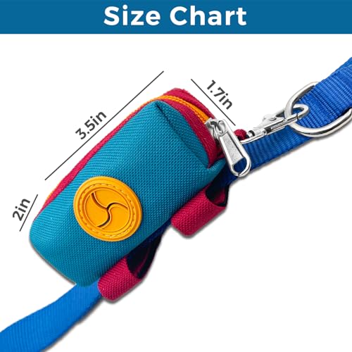 Dog Poop Bag Holder Zippered Pouch, Portable Dog Poop Bag Dispenser with 1 Metal Clip, Fashion Color Matching Canvas Waste Bag Holder for Leashes - Blue & Brown - color: 2 Pack-Blue & Brown