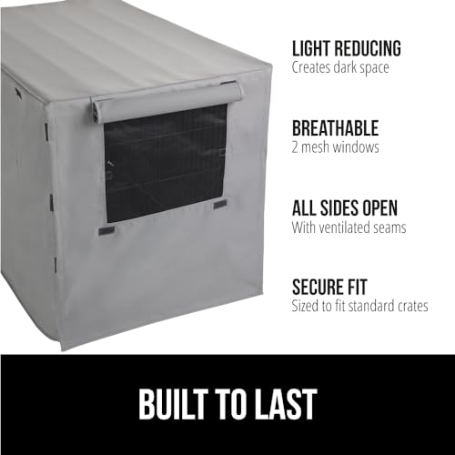 GORILLA GRIP Dog Crate Covers Compatible with Amazon Basics Dog Crates, All Sides Open, Privacy Cover Fits 48" Wire Kennel, Breathable Mesh Windows, Light Reducing Puppy Training Cage Topper, Gray - color: Gray, size: 48" X 30" X 33"