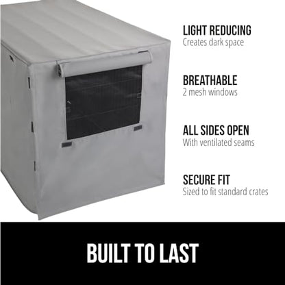 GORILLA GRIP Dog Crate Covers Compatible with Amazon Basics Dog Crates, All Sides Open, Privacy Cover Fits 48" Wire Kennel, Breathable Mesh Windows, Light Reducing Puppy Training Cage Topper, Gray - color: Gray, size: 48" X 30" X 33"