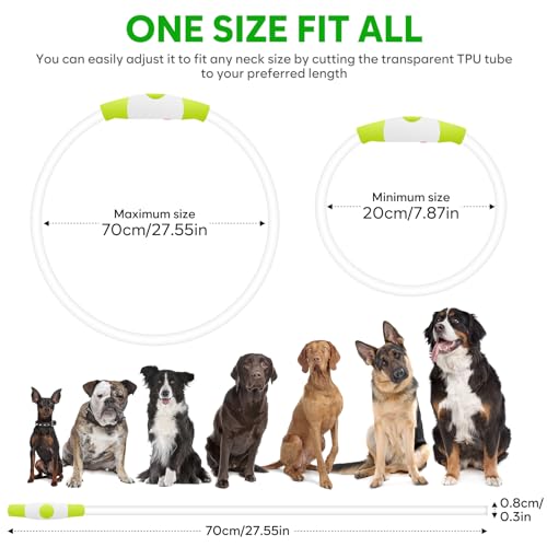 HIGO Light Up Dog Collars, USB Rechargeable LED Dog Collar, TPU Cuttable Dog Glow Collar, High Visibility Puppy Collar Safety Dog Lights for Night Walking(Green) - color: Green