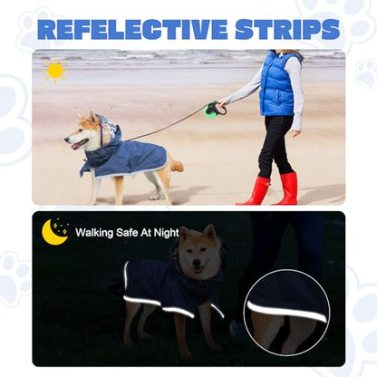 Dog Raincoat, Water Resistant, Adjustable, Cool Design (Dark Blue, X-Small) - color: Dark Blue, size: X-Small